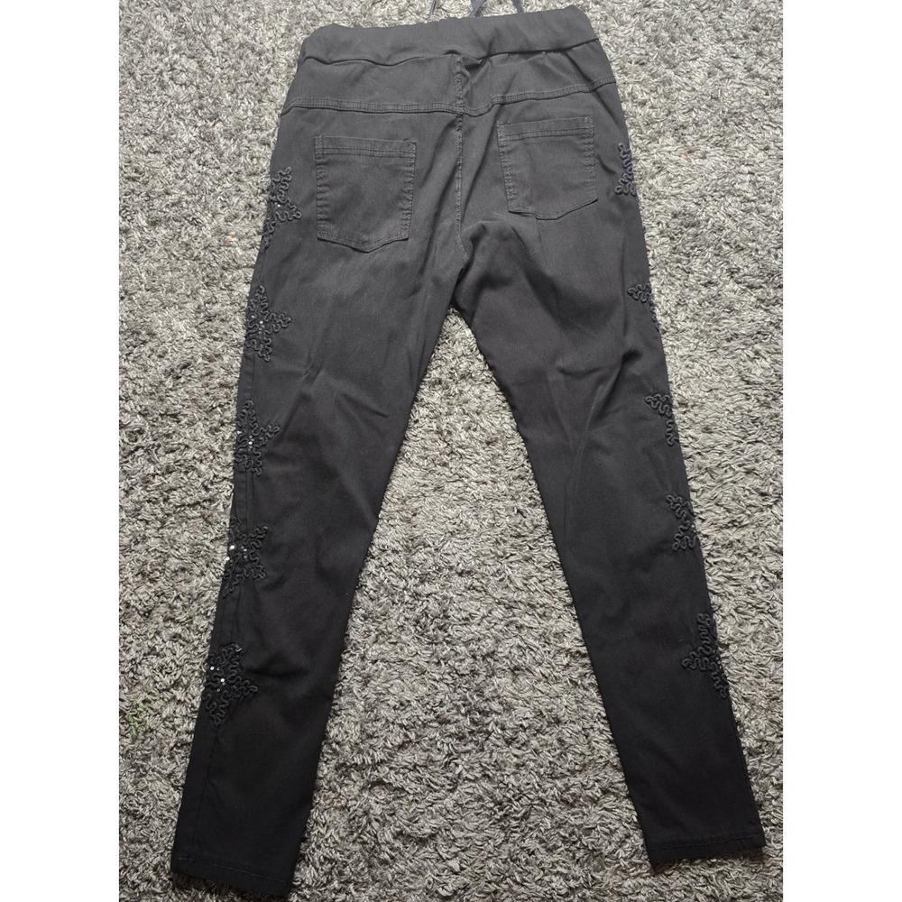 Selected Fashion Womens Black Skinny Pants Embroidered Sequin Applique Size M - Picture 5 of 6